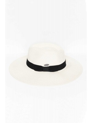 Fiona Ivory Black Wide Brim Travel Fedora