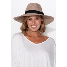 Fiona Taupe Wide Brim Travel Fedora